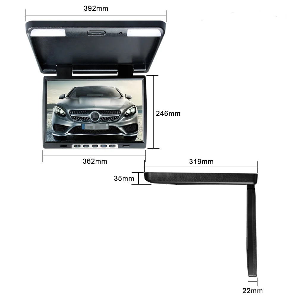 15,4 дюймов Автомобильный Монитор крыша откидной вниз 1080P HD видео MP5 плеер Поддержка USB SD Sperker IR FM передатчик потолочный телевизионный для автомобиля