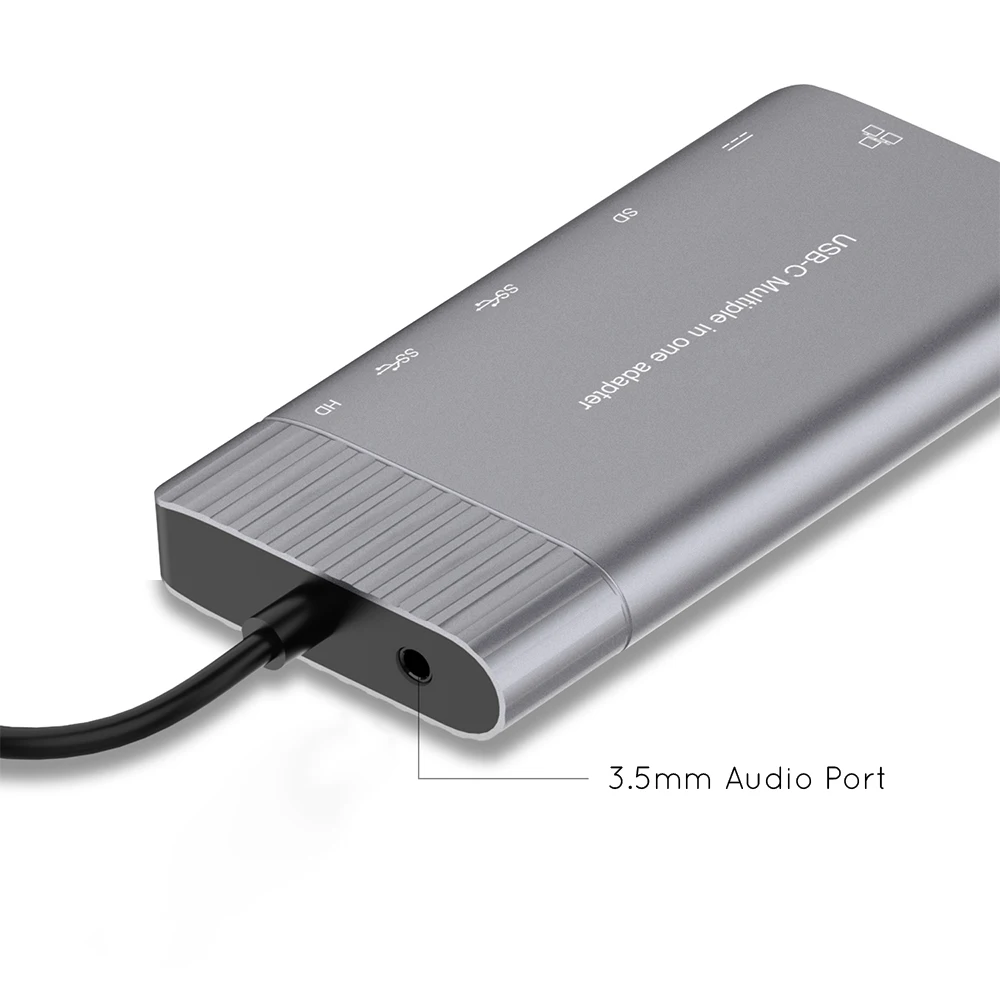  USBC to 1000M Rj45 Gigabit Ethernet Hub HDMI 4K VGA SD 3.5mm Audio PD Charging Type C Dock for Macb
