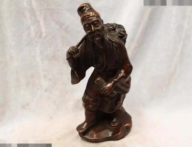 

song voge gem S6846 10"China Purple Bronze carved eximous lifelike famous doc. Li Shi Zhen Statue