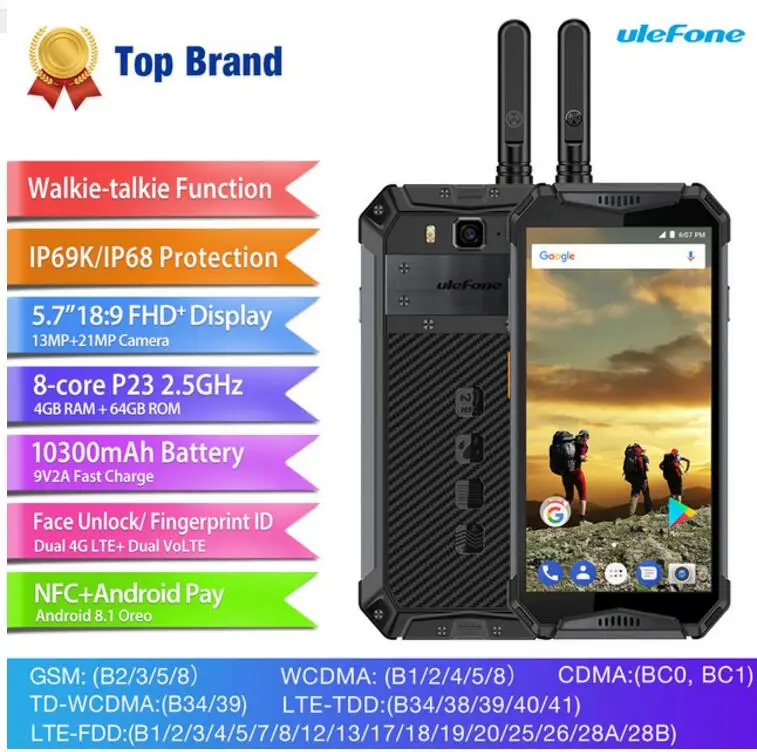 Ulefone power 3T IP69K IP68 Водонепроницаемый Helio P23 MTK6763T Octa Core 5 7 &quotFHD + безрамочный экран Android