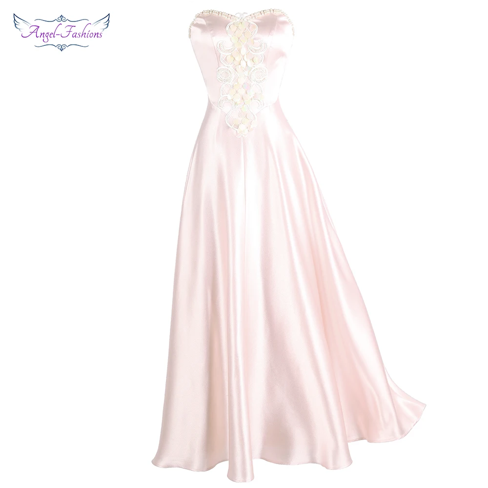 

Angel-fashions Strapless Satin Appliques Flowers Ball Gown Graduation Dresses vestido de fiesta de boda J-190215-S