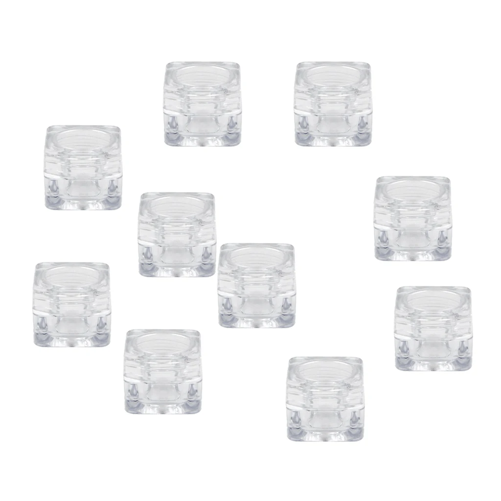 

5G Cosmetic Sample Empty Container Acrylic Clear Makeup Pots Jars for Eye Shadow, Nail Supplies, Powder, Jewelry 10pcs
