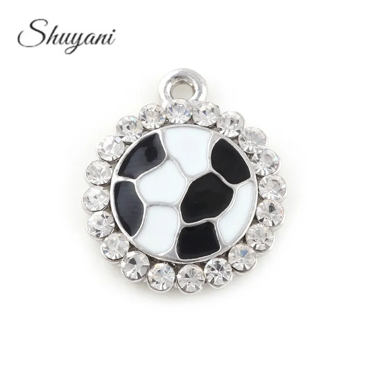 21*18mm Silver Gold Color Crystal Sport Football Charm Pendant For