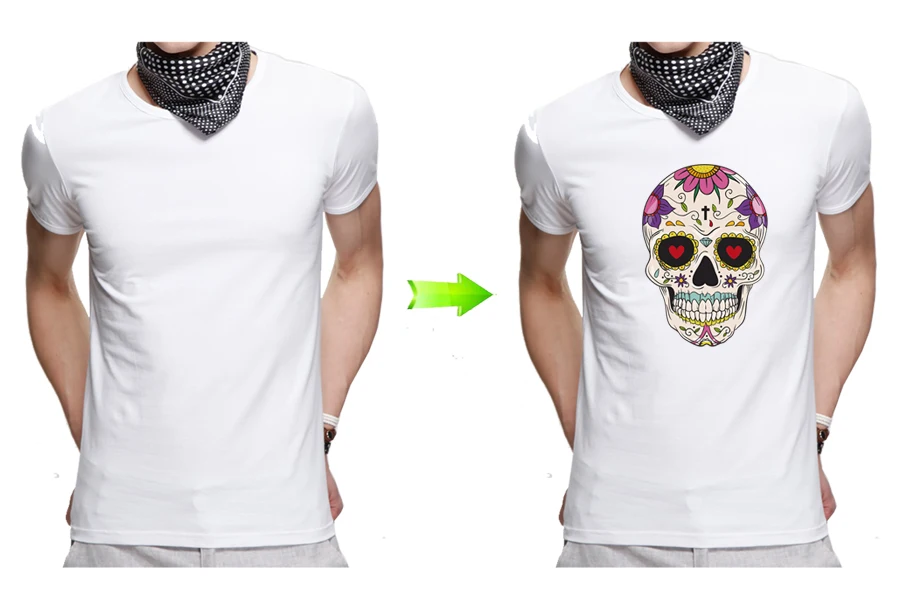 3-Sugarskull Parches Ropa Clothes Decoration Diy Accessory New Design Washable Print On T-Shirt Iron On Patches