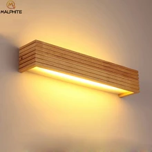 Современный деревянный светодиодный настенный светильник, зеркало для ванной комнаты, декоративное освещение, прикроватная лампа для прихожей, домашний балкон, бра, винтажный настенный светильник