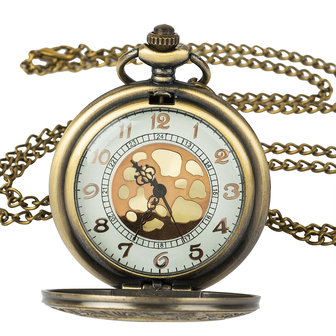 

Retro Bronze Engarve Roman Number Pocket Watch Antique Men Women Fob Watch With Necklace Chain Relogio De Bolso Gift