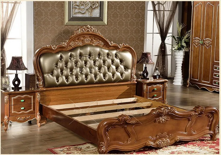 Высококачественная кровать Модная европейская французская резная мебель для спальни 1,8 м кровать 9333