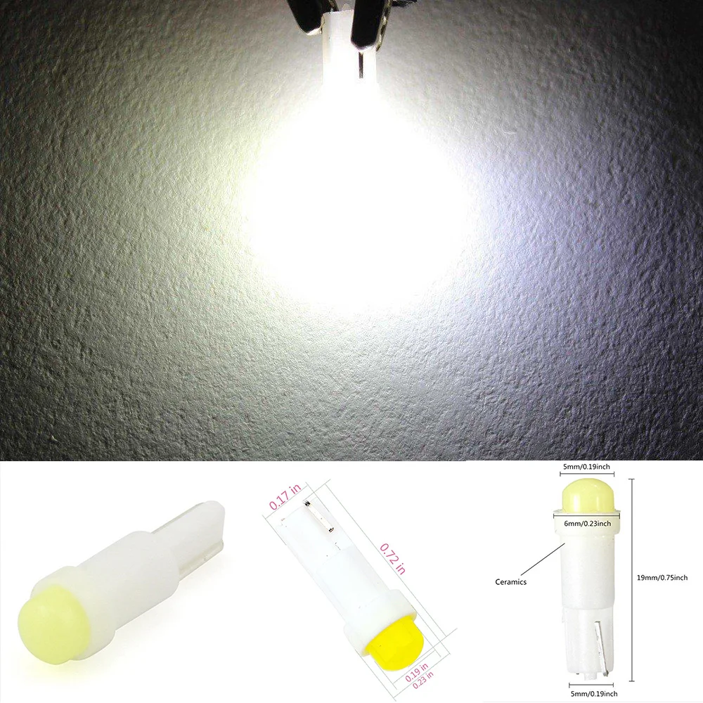 

20X T5 Car Auto COB White LED Lamp Bulb Dashboard Door Reading Gauge Light Sets