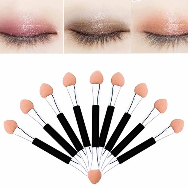 10 Pc Professional Double Head Sponge Stick Makeup Eye Shadow Eyeliner Brush Sponge Application
