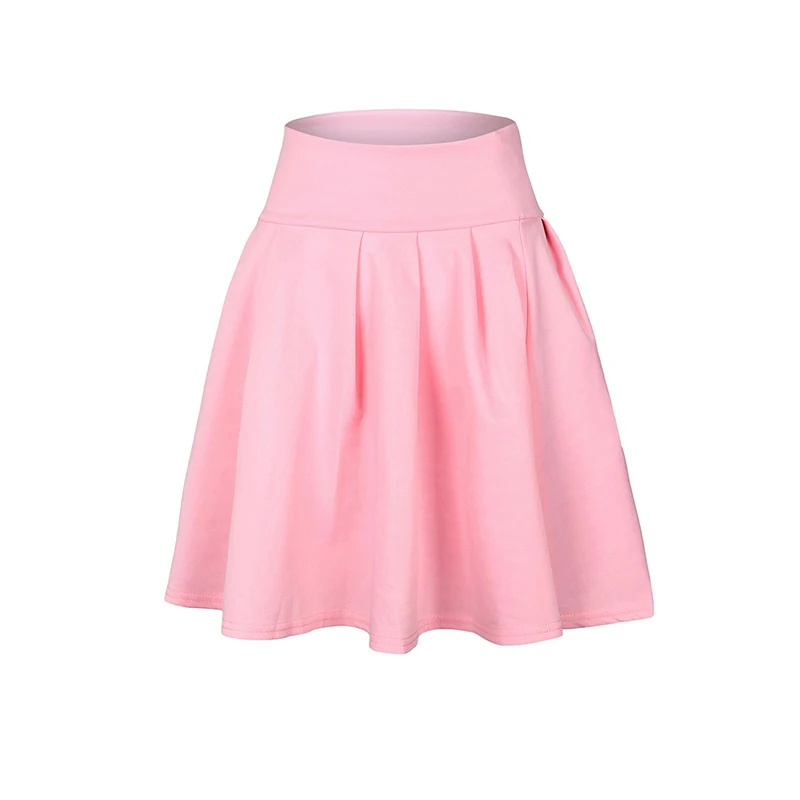 Новая мода лето осень Стиль Женская юбка сплошной цвет сексуальная высокая талия плиссированные мини-трапециевидная короткая юбка