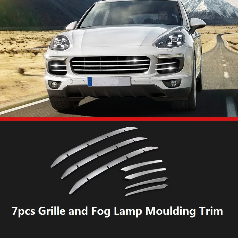 

Stainless Steel Car Grille Cover Fog Lamp Mouldings Trim for Porsche Cayenne 2011 2012 2013 2014 2015 2016 2017 Styling