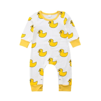 

Newborn Long Sleeve Rompers Baby Boys Girls Yellow Duck Cotton Jumpsuits Cute Toddler Autumn Outfits Clothes 0-24M