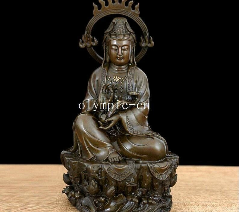 

12''bronze sculpture Home Fengshui Decor biddhism Avalokitesvara Bodhisattva