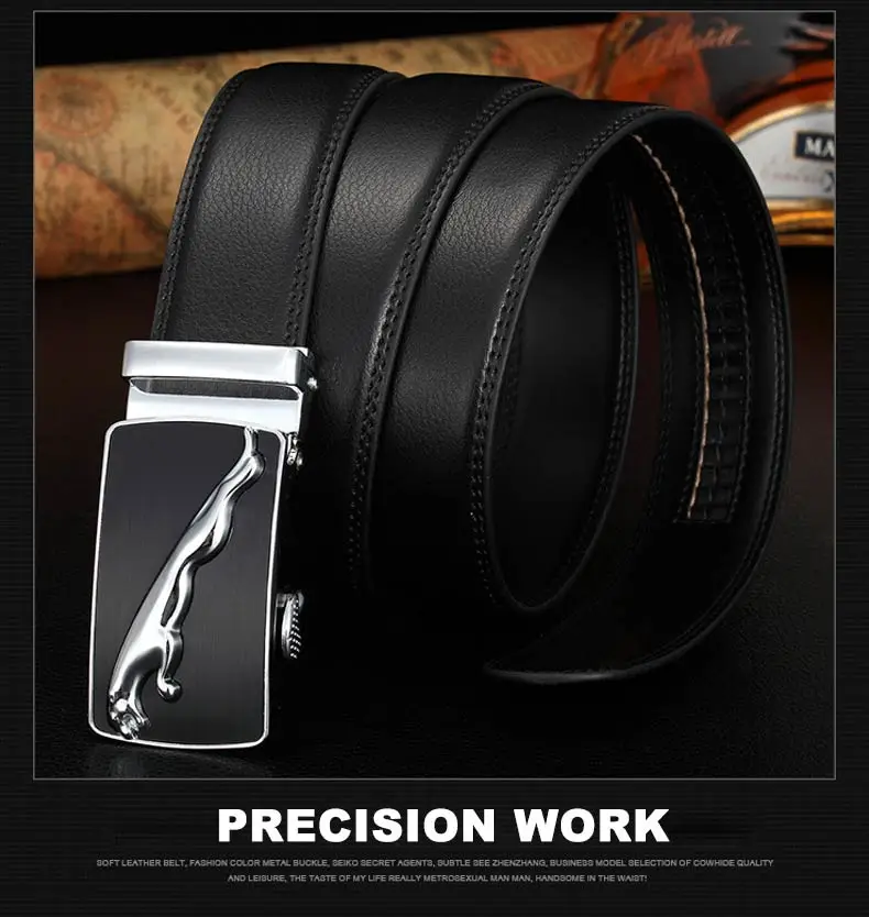 DOULILU Belts For Men Genuine Leather Cowskin Black Belt Automatic Buckle High Quality Business Male Men's Belts1 (9)