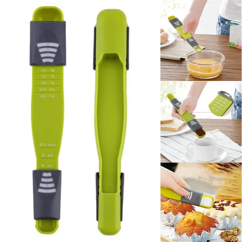 

1PC measure cup Double End Eight Stalls Adjustable Scale Measuring Spoons Metering Spoon baking tool Kitchen accessories GHMY