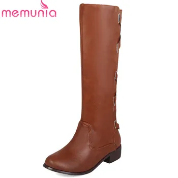 

MEMUNIA 2020 new arrival knee high boots women round toe autumn winter boots zipper simple dress shoes ladies booties Footwear