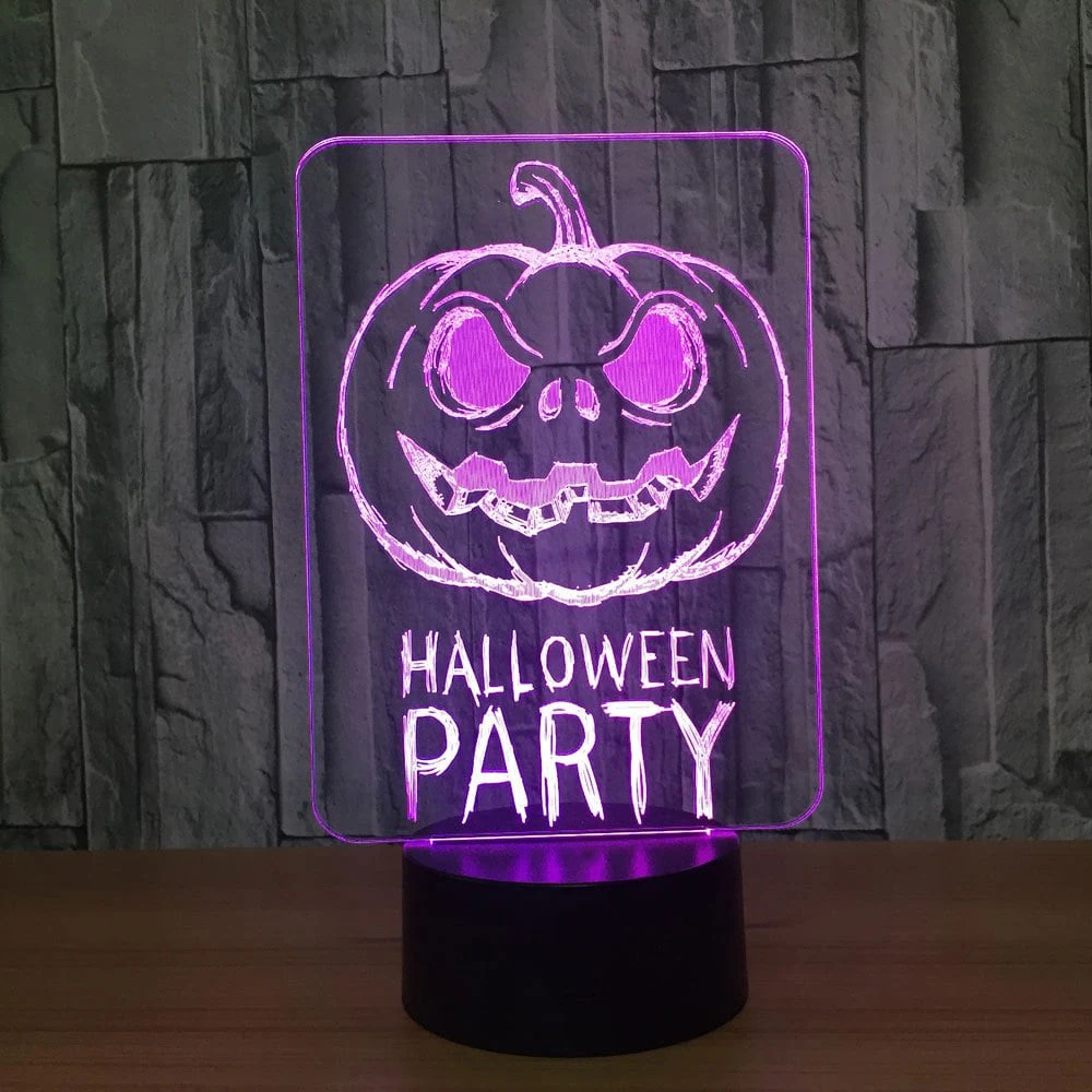 Creative Colorful Visual Devil Pumpkin 3D Nightlights Led Halloween Table Lamp Home Decor