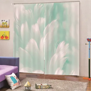 

3D Digital Print Feather blackout Curtain For Living room Home Decor Faux Curtains for Bedroom ready made custom made Draps AP18