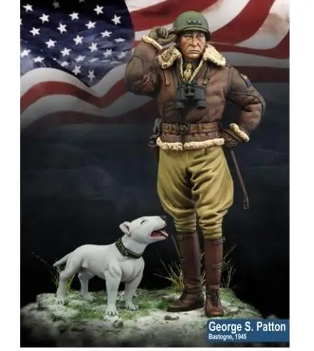 1/24 75mm eua general patton e cão soldado 75mm resina 1/24 75mm eua general patton e cão soldado 75mm resina