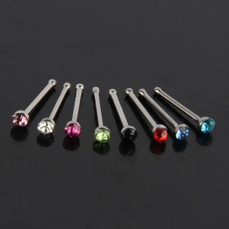 60/40x 316L Surgical Steel Piercing Nose Ring Shellhard Crystal Rhinestone Nose Stud Rings Mix Colors Clear Fashion Body Jewelry