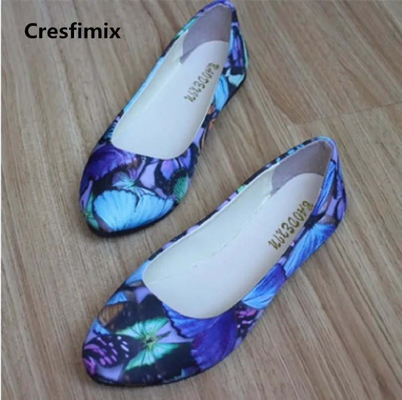 

Women Fashion Pointed Toe Blue Pattern Slip on Flat Shoes Lady Casual Street Spring Shoes Summer Shoes Zapatos De Mujer E254