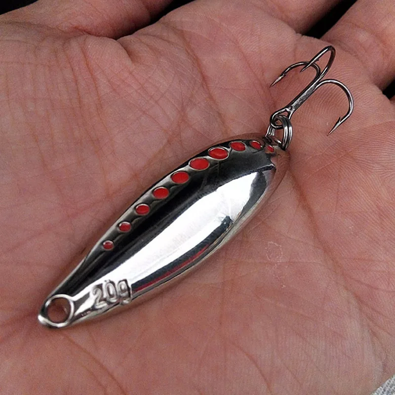 

Metal Spinner Spoon Fishing Lure Hard Baits Sequins Noise Treble Hook Tackle Golden Silver 10/15/20g