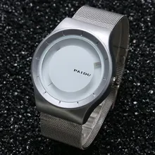 2016 New Arrival PAIDU Fashion Turntable Wrist Watch Stainless Steel Mesh Band Men Woman Lover’s Couples Gift elogio masculino
