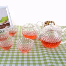 6в1 чайный набор в японском стиле-320 мл термостойкий стеклянный чайник+ 310 мл кувшин+ 4x70 мл чашки-A