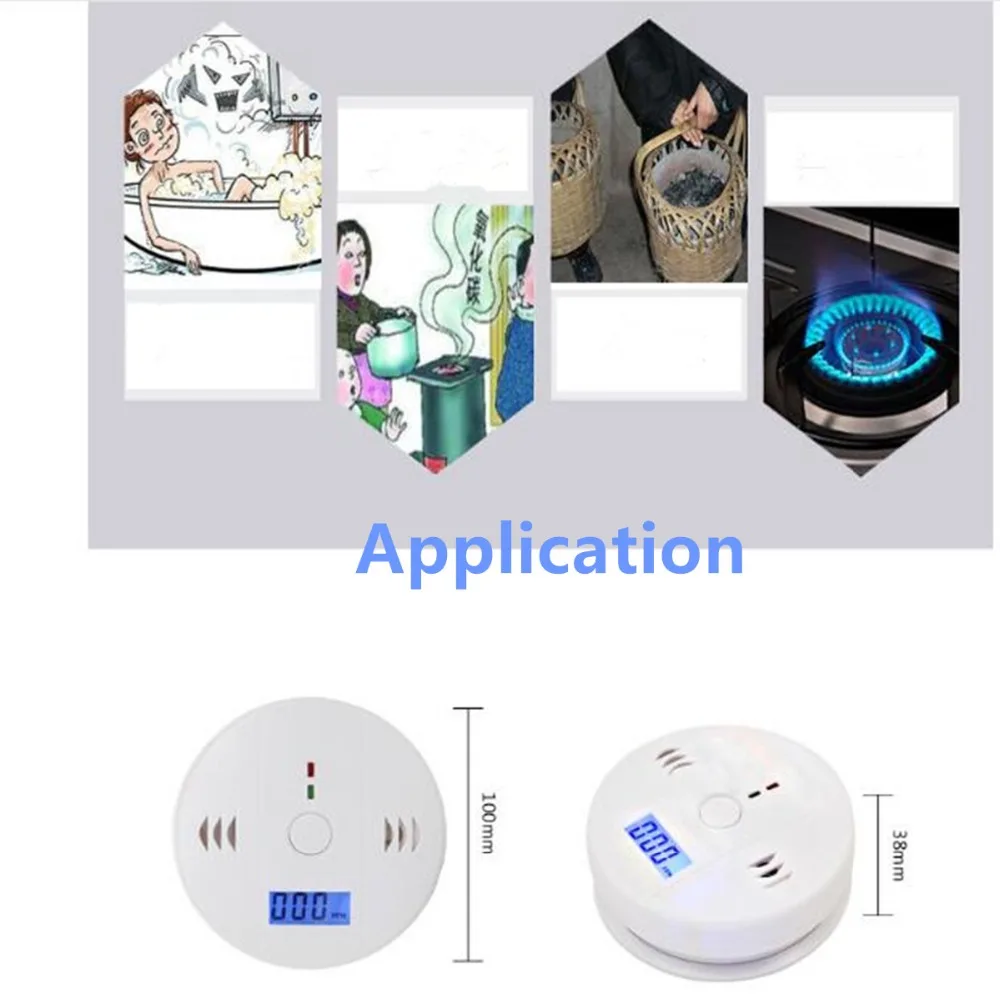 2 шт. в упаковке для домашней безопасности Предупреждение Высокочувствительный ЖК-дисплей фотоэлектрический независимый детектор угарного газа Сенсор угарного газа сигнализация предупреждающая о возможности отравления детектор