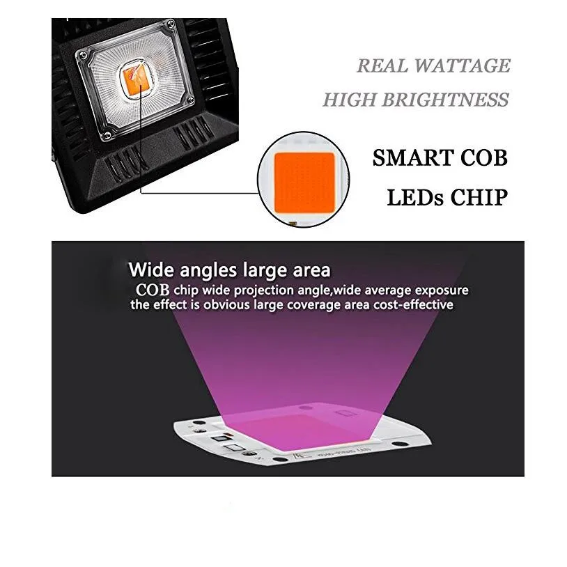 Waterproof 50W 100W Cob full spectrum LED Grow Lights for Indoor Plants Hydroponic Systems Gardening Greenhouse