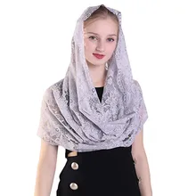 Новая Серая кружевная вуаль Мантилья для церковных головных уборов головной убор католическая латинская Массовая Мантилья негра вуаль Мантилья серый