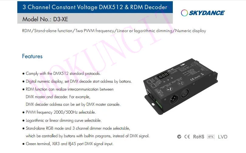 3CH* 10A 12-36VDC контроллер dmx D3-XE 3-канальный блок питания с высокой Мощность Одноцветный RGB декодер DMX пушки выпуклой цилиндрической головкой/провода/POS терминал Интерфейс