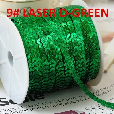 100 ярдов/партия 6 мм лазерные блестки для шитья на обшивке плоские круглые Блестки в рулоне для украшения ремесла аксессуары для одежды - Цвет: laser dark green