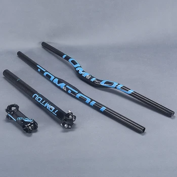 

TOMTOU Full 3k Carbon Mountain Bike Handlebar Sets Bicycle Handlebars + Stem + Seatpost Cycling MTB Bicycle Parts Blue - TS6T78