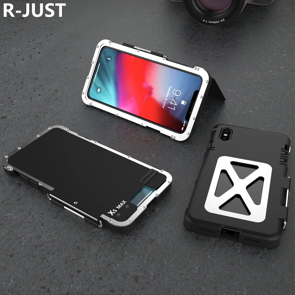 

R-JUST Flip Aluminum Metal Frame+ PC Protective Armor King ShockProof Case For Iphone XS MAX XR Phone case For Iphone XS MAX XR