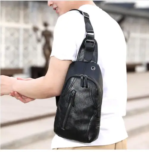 SOFIE Новая мужская мода PU Сумка через плечо защищенный от взлома вращающаяся кнопка открытая нагрудная мужская сумка сумки на плечо нагрудная сумка