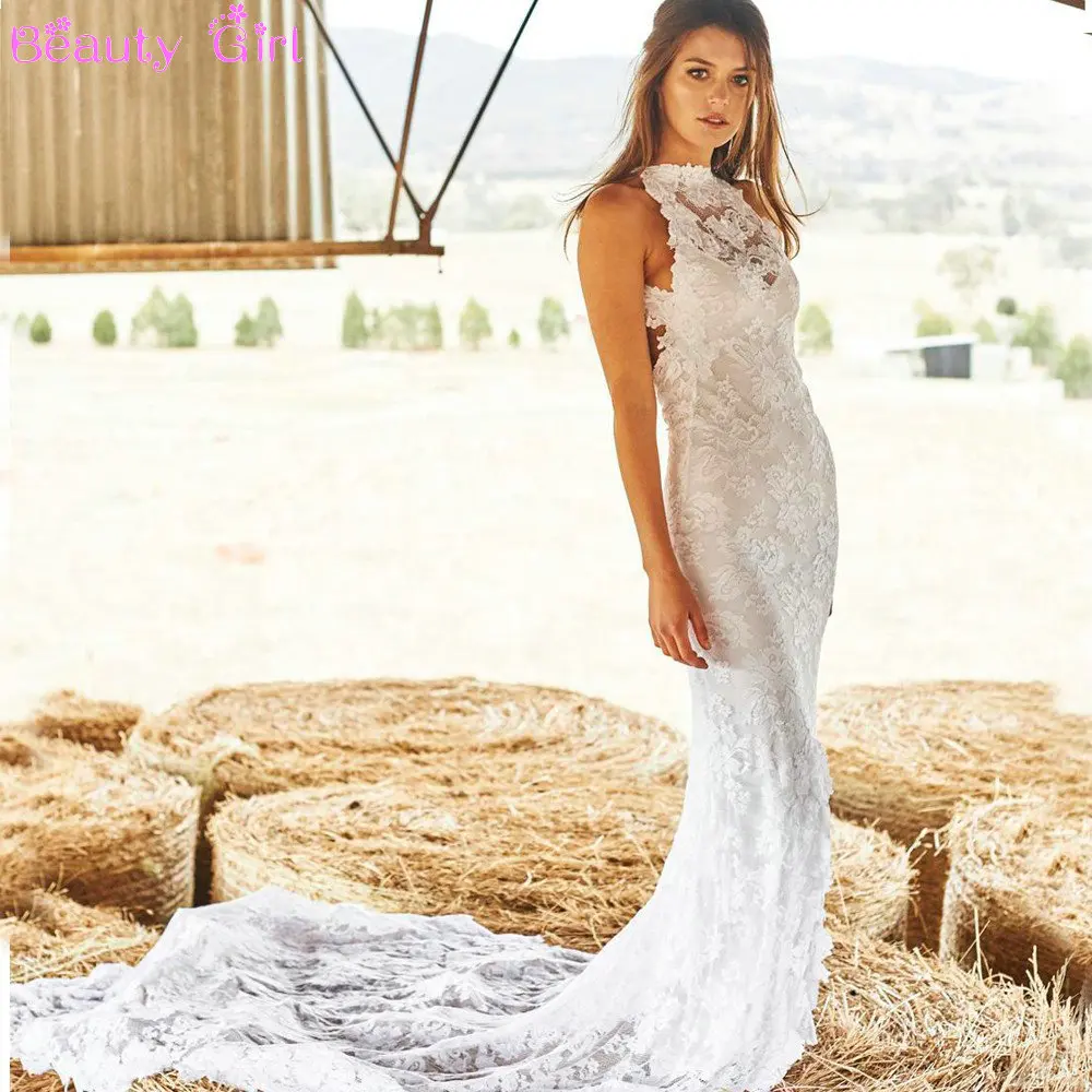 Lace Gown Open Back Boho And Beach Wedding Dresses Carley