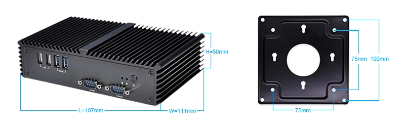 Qotom Mini PC Little Fanless Computer Celeron Core i3 i5 i7 with Dual Core 2 Gigabit Ethernet LAN 6 COM Small Computer Q300P