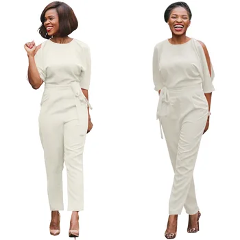 

Spring Casual Jumpsuit High Waist Loose split bat Medium sleeve Backless women's anti-wrinkle jumpsuit Party Beach Loose Rompers