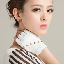 Модные женские перчатки, Осень-зима, натуральная кожа, полуперчатки, овчина, перчатки для вождения мотоцикла