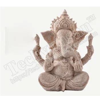 

Buddha Deity Elephant Hindu Statue Decor Hand Carved Sandstone Seated Ganesh ecape room party present gift favor