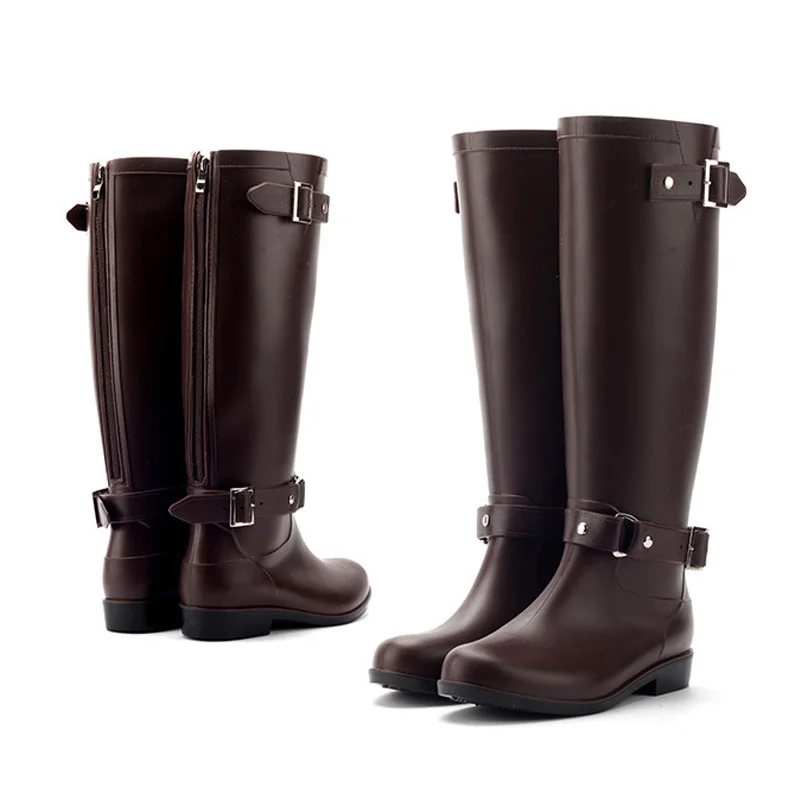 New-Arrival-Punk-Womens-Girls-Motor-Zipper-Low-Heel-Snow-Rain-Boot-Buck-Knee-High-Boots(4)