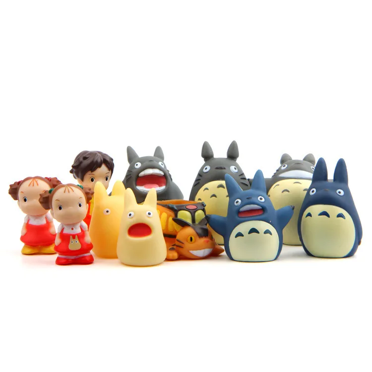 TOTORO mini Ghibli, милая аниме фигурка, пластиковая ПВХ Модель, украшение для дома, автомобиля, куклы, рождественский подарок, Комплект детских игрушек