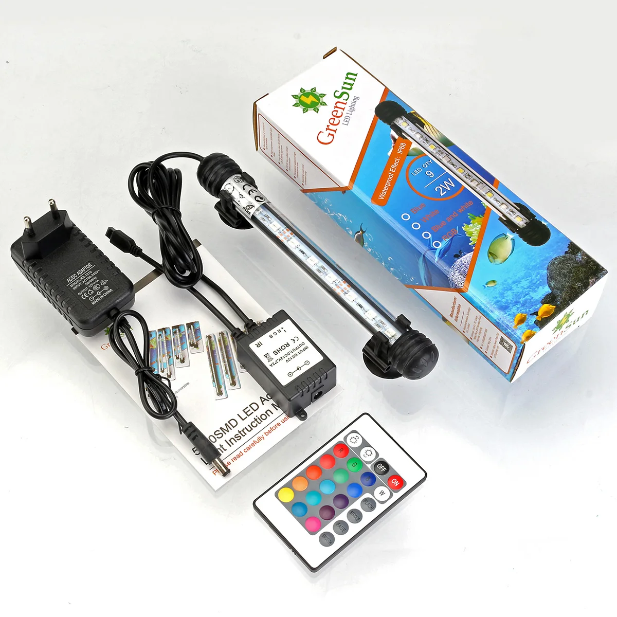 

EU/US/UK/AU Plug RGB 18CM 2W Aquarium Light Bar Fish Tank Waterproof 5050 SMD LED Tubes Lamp Submersible Light + Remote