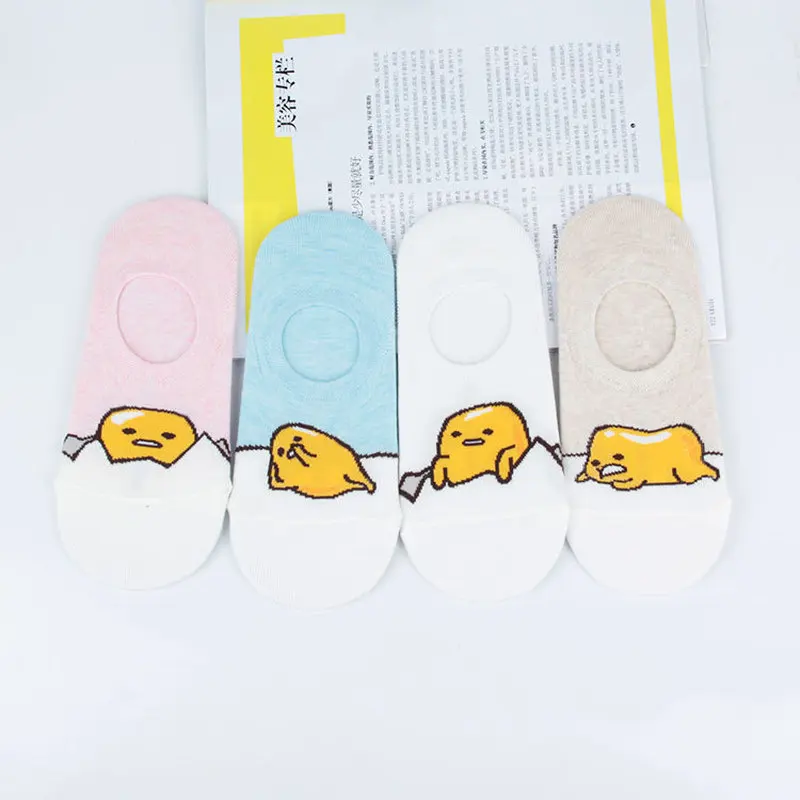 

Gudetama cartoon print sock funny cute fashion novelty invisible women socks spring summer breathable non slip white cotton sock