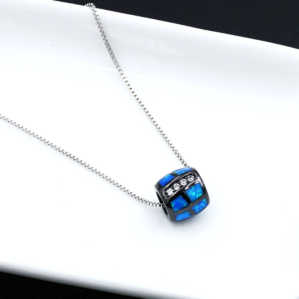 

Whimsical Black Rhodium Plated Fire Opal Pendant Charm Necklace