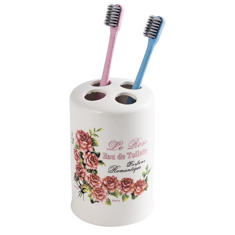 

Simple fashionable ceramic toothbrush holder household Love Paris Tower Violet tooth Romantic cottage lavender rose