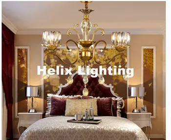 

European Style Modern Brass Antique Crystal Chandelier Lingting Luxurious LED AC Brass Crystal Lamp Lustre Suspension Lighting
