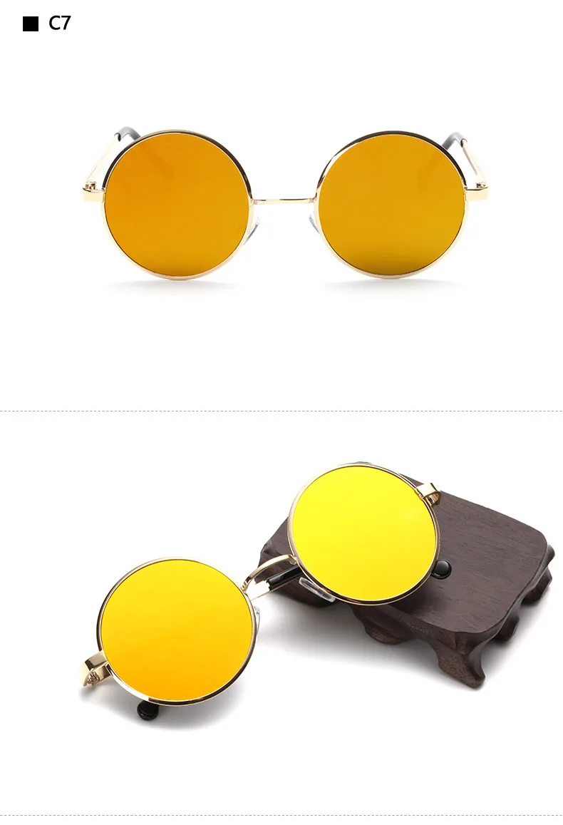 HAPTRON негабаритных металлических круглых стимпанк солнцезащитных очков для мужчин и женщин, модные очки, фирменный дизайн, ретро оправа, Винтажные Солнцезащитные Очки