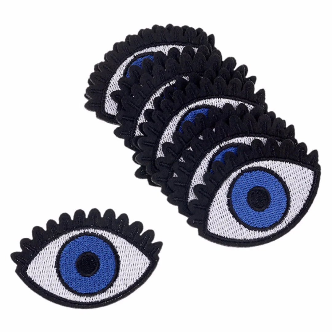 10pcs Blue Eyes Embroidery Iron On Patch Badge Bag Cloth Applique Decoration Embroidered Patches